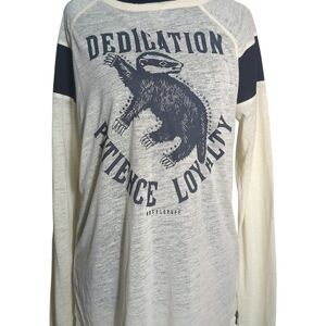 Women's Long Sleeve Graphic Tee - Cream and Black